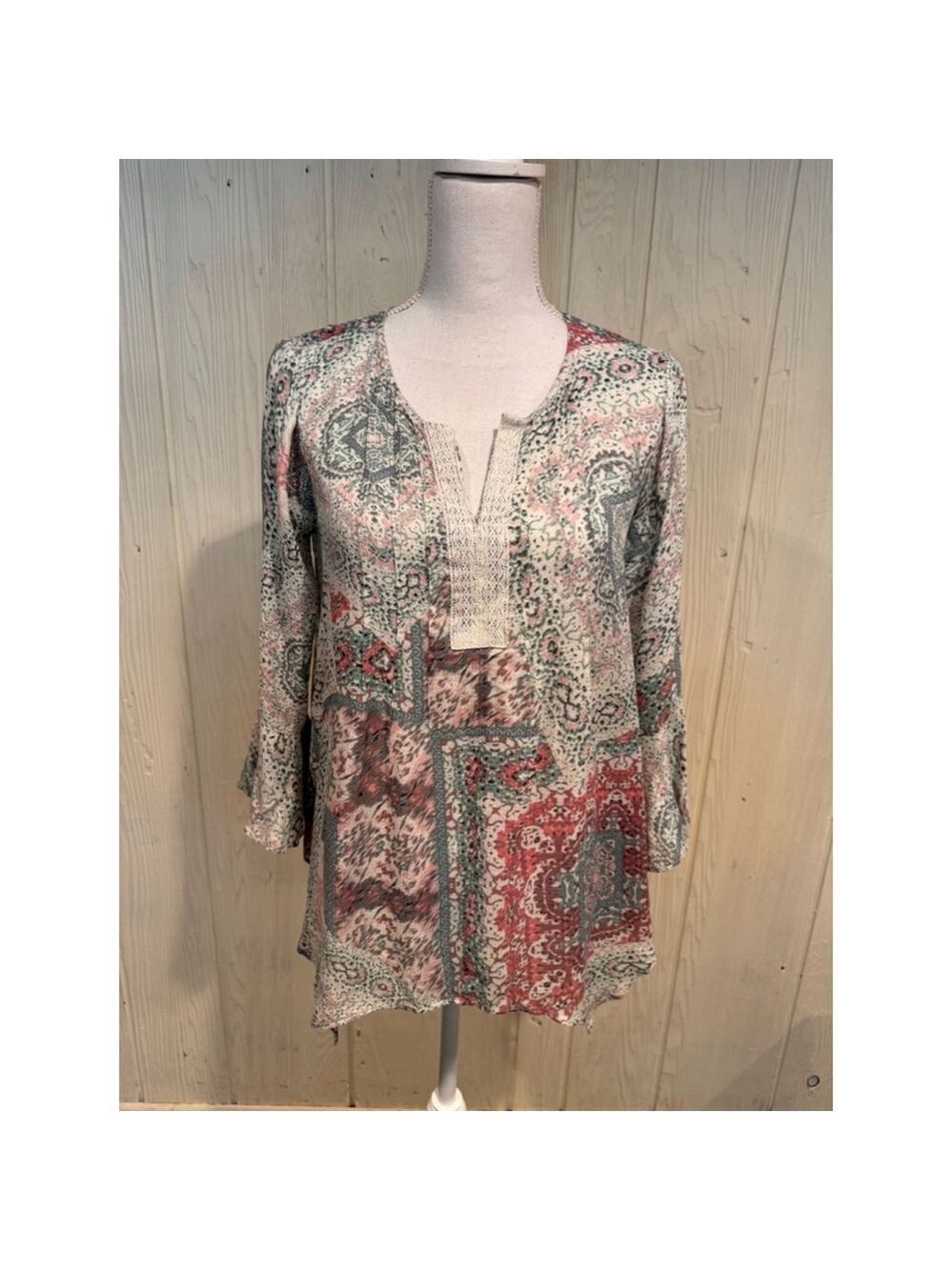 Haute Hippie Boho Handkerchief Hem Top M White Pink